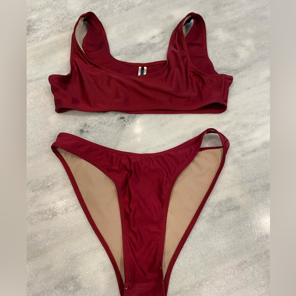 Burgundy High Cut Bikini